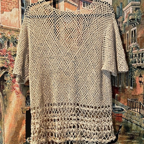 5 for $30 Maggy London Cream Crochet Cardigan - Picture 3 of 4